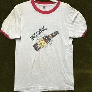 Vintage 1980s Coors Beer Ringer Tee single stitch S/M